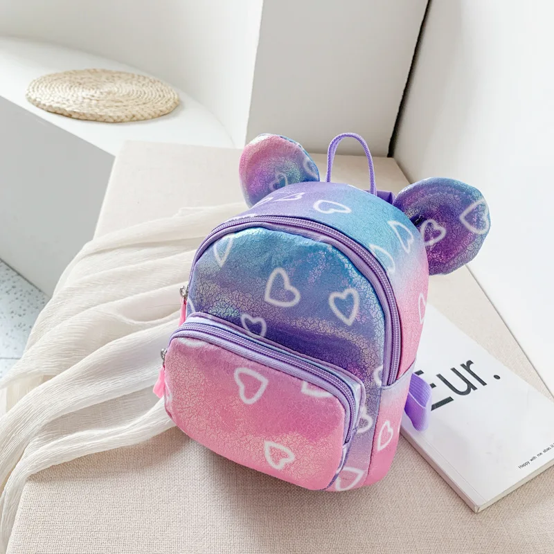 Colorful children's backpack new girl messenger bag Korean ear school fashion | Багаж и сумки