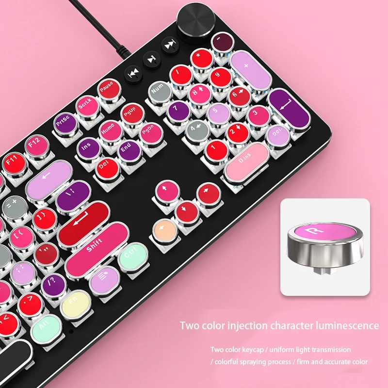 

Mechanical Gaming Keyboard Backlit Wired Keyboard Lipstick Keycaps, Suitable for Pc/Mac/Win Hot-Swappable Lol Keyboard