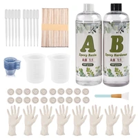 1000g 11 ab epoxy resin glue with tools kit set measuring cups gloves silicone brush for diy jewelry making