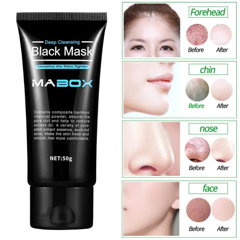 Blackhead Removal Bamboo charcoal Black Mask Deep Cleansing Peel Off Pores Acne Treatment Oil-control Dropship |