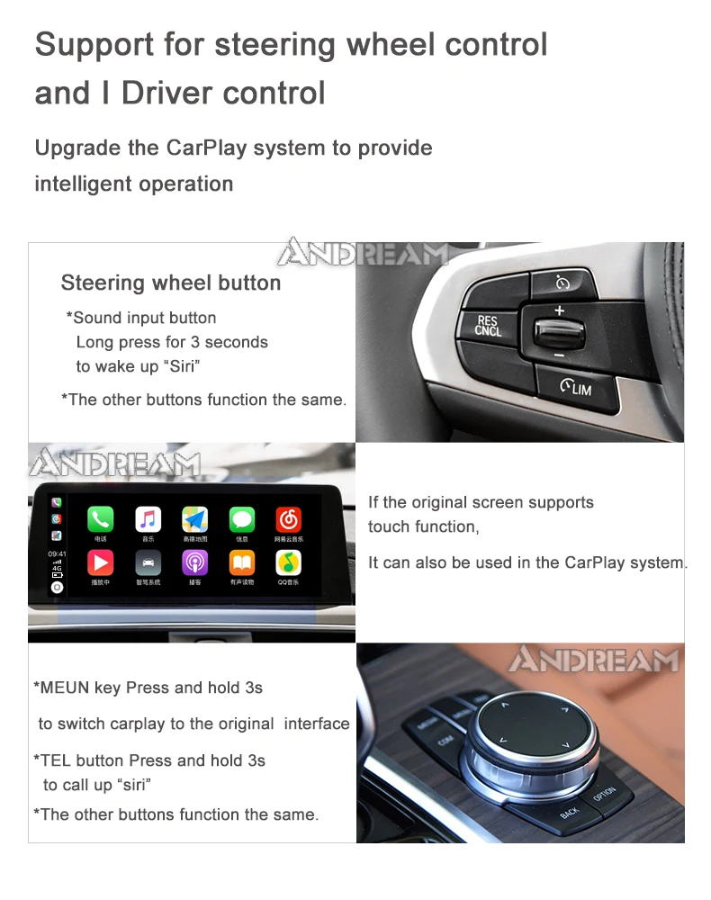 Andream Беспроводной CarPlay интерфейсный модуль пульт дистанционного управления для