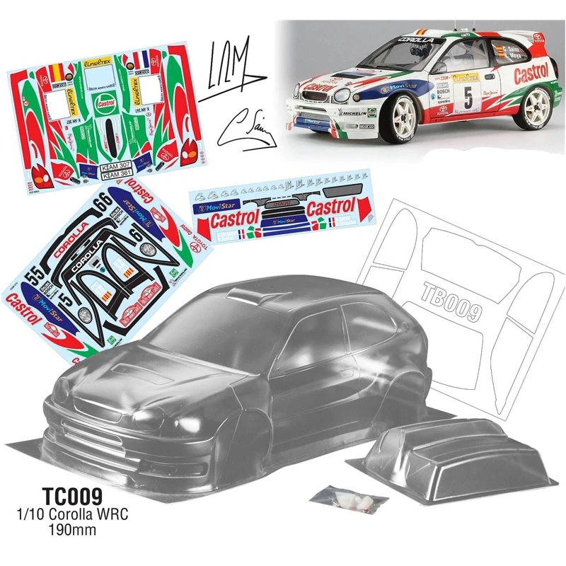 Корпус радиоуправляемого автомобиля TOYOTA Corolla WRC прозрачный корпус зеркало