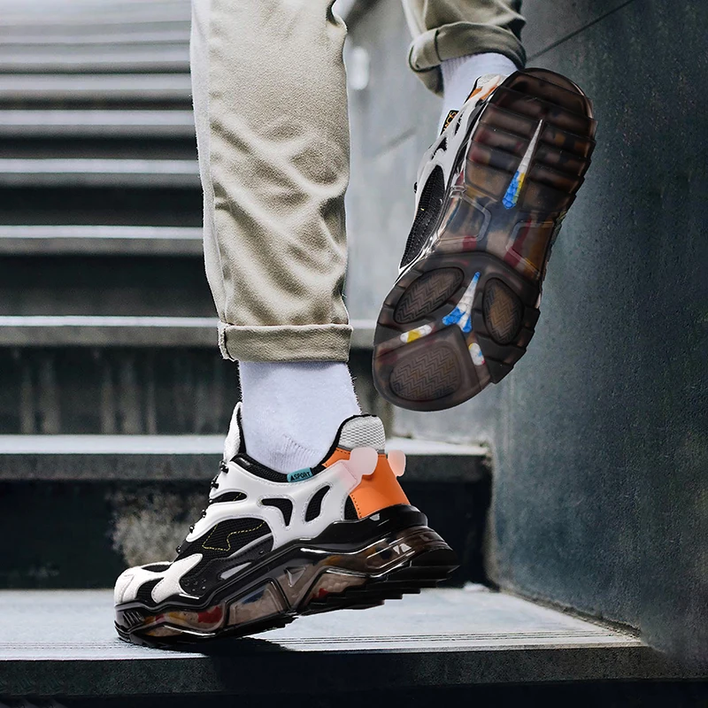 Кроссовки мужские на платформе эластичная массивная подошва Спортивная