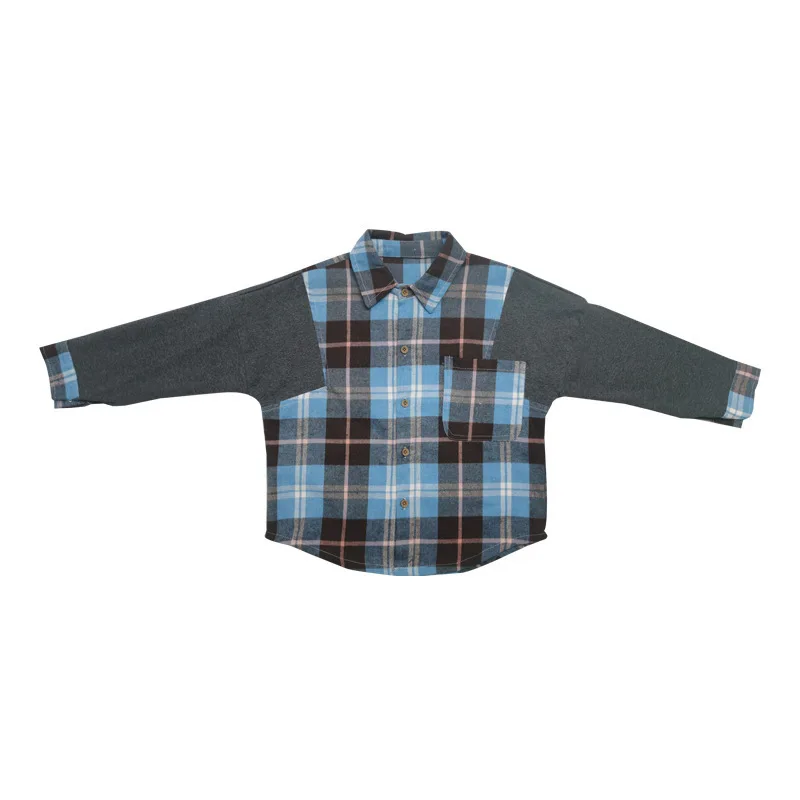 

Autumn Spring 2020 Cotton Plaid Shirts Boys Patchwork Full Sleeve Loose Boys Shirt Blouses Age 4-16Y Kids Casual Tops Clothes