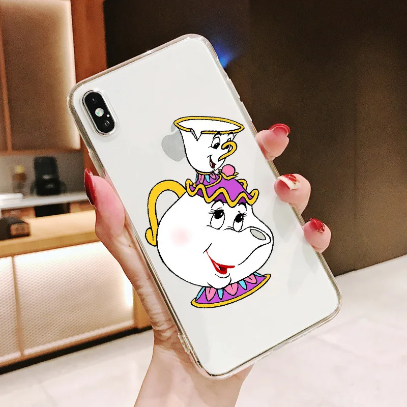 Чехол с чипом Красавица и Чудовище для iPhone X 11Pro MAX 6 6S 7 8Plus 5 5S SE XR XS Прозрачный