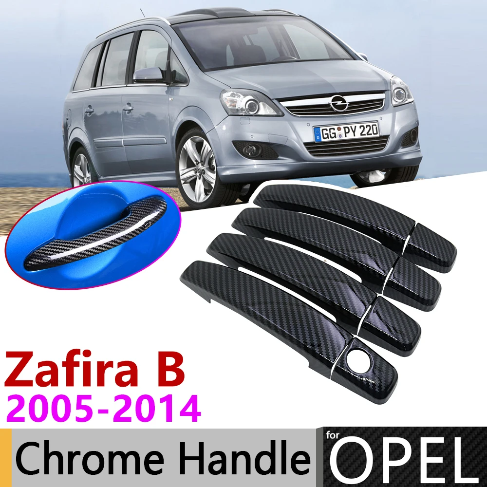 Черная накладка на дверную ручку из углеродного волокна для Opel Zafira B family Vauxhall 2005 ~