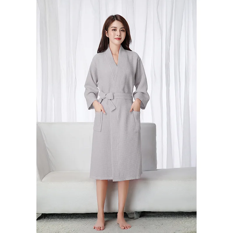 Women's Robe Waffle Sleepwear Cotton Bathrobe Thin Winter Pyjamas Bath Spring and Warm Bath Suit Badjas Female 2022