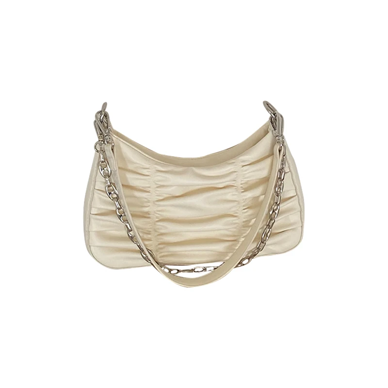 

Women Underarm bag Luxury Design Pleated Handbag Half Moon PU Leather Cross-body Shoulder Bag