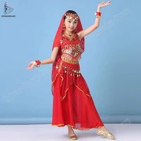 kids indian bollywood girls dance clothing children belly dance costumes set dresses chiffon coin performance top belt skirt