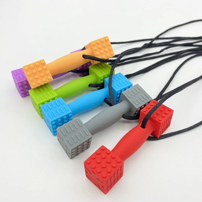 

Sensory Chew Necklace, 6 Pack Silicone Chew Pendant Training and Development Toy for Teething Babies, Autism , Anxiety