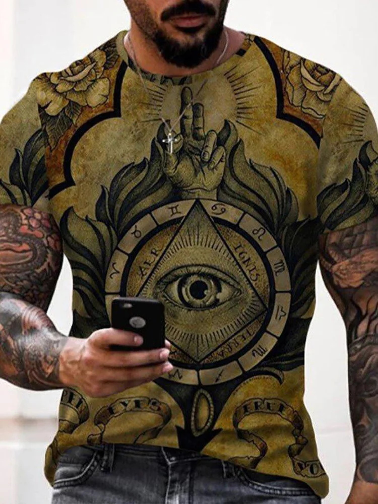 Мужская футболка с коротким рукавом летняя большого размера принтом компаса в