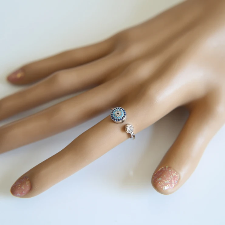 Новинка 2020 г. кольцо цвета розового золота с микрозакрепкой сглаза и фианитами