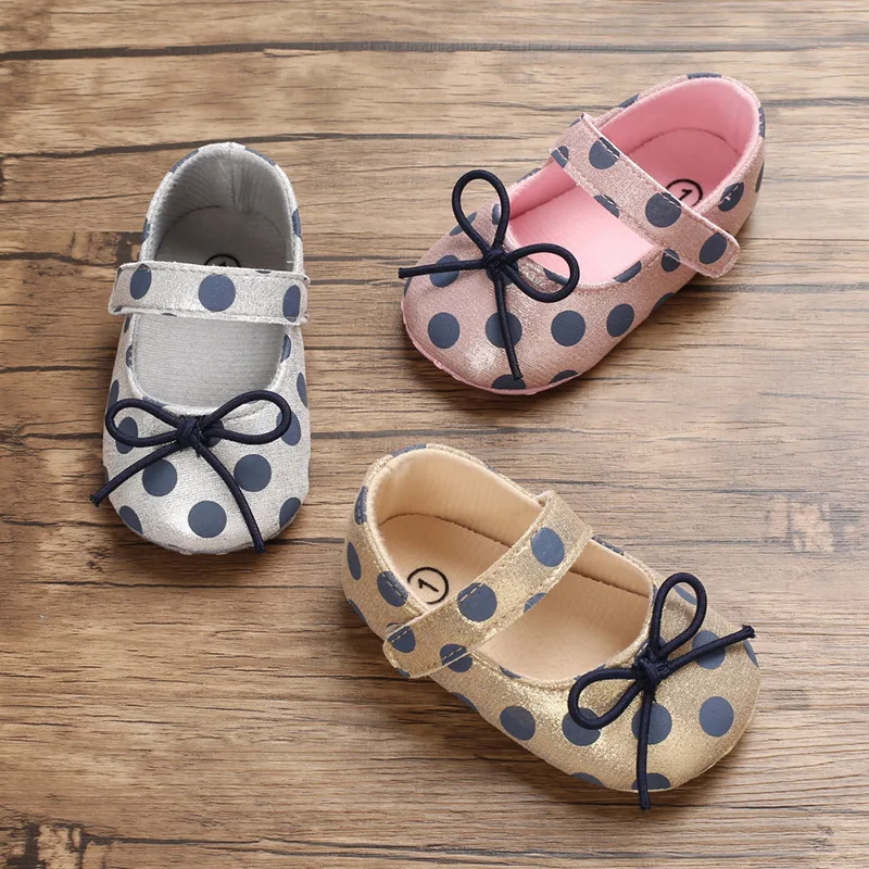 

2020 Newborn Shoes Toddler Infant girl soft bottom baby dot&bowknot shoes indoor First Walker D15 TX02