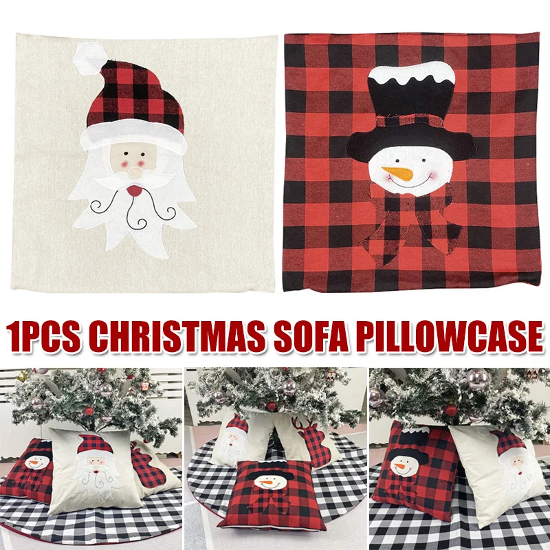 

Newly Christmas Sofa Pillowcase Cushion Cover Cartoon Santa Claus Elk Snowman Pattern Pillowcase for Home Decorations CL