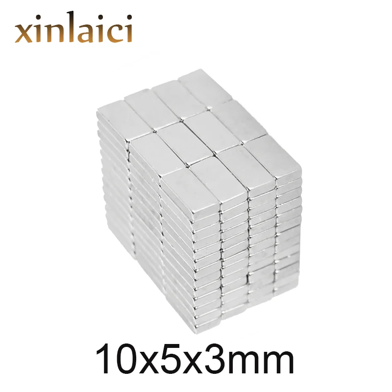 50/100/200 шт Супер 10x5x3 мм N35 сильный Мощный магнит брусок Редкоземельные неодимовые