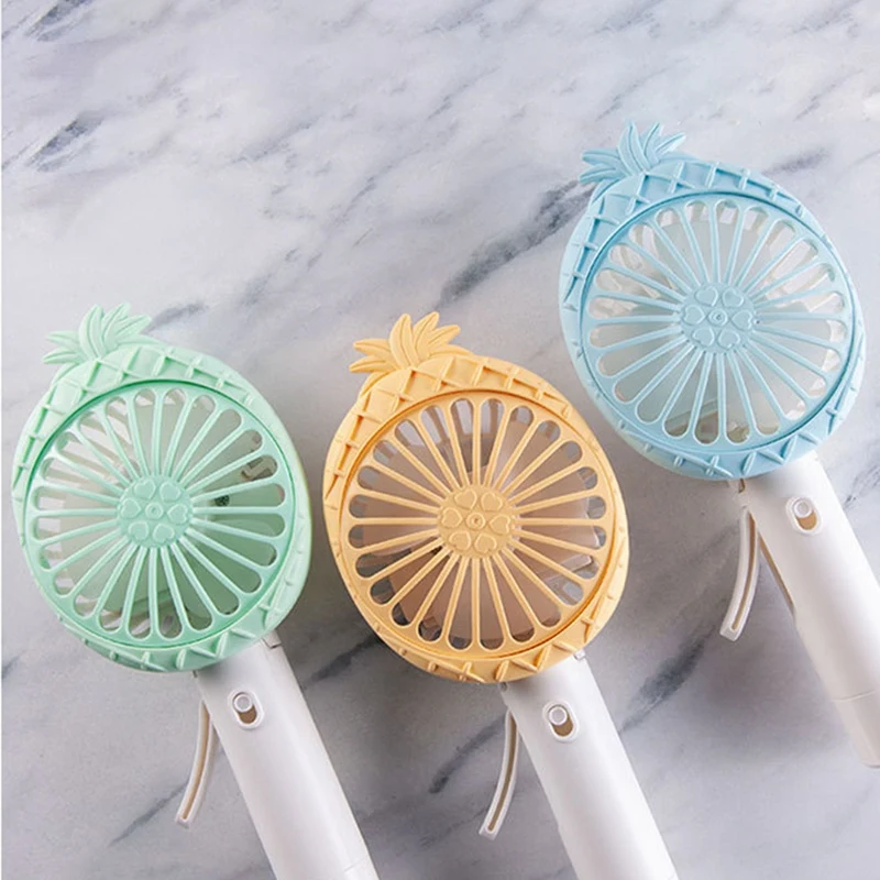 

Folding Spray Fan Pineapple Head Fan USB Rechargeable Mini Desktop Outdoor Hanging Neck Pocket Small Fan Yellow