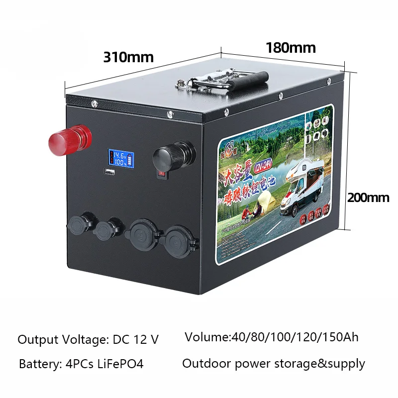 Дешево Портативный 12V 40Ah 80Ah 100Ah 120Ah 150Ah LiFePO4 Батарея пакет 3,2 V 4 шт. литий-железо-Phospha электрический автомобиль солнечная батарея инвертора Батарея