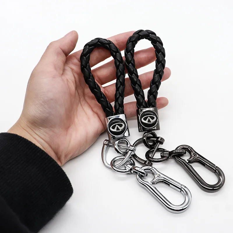 

Braided rope car keychain detachable metal 360 degree rotating horseshoe buckle men's keychain gift suitable for Infiniti-logo