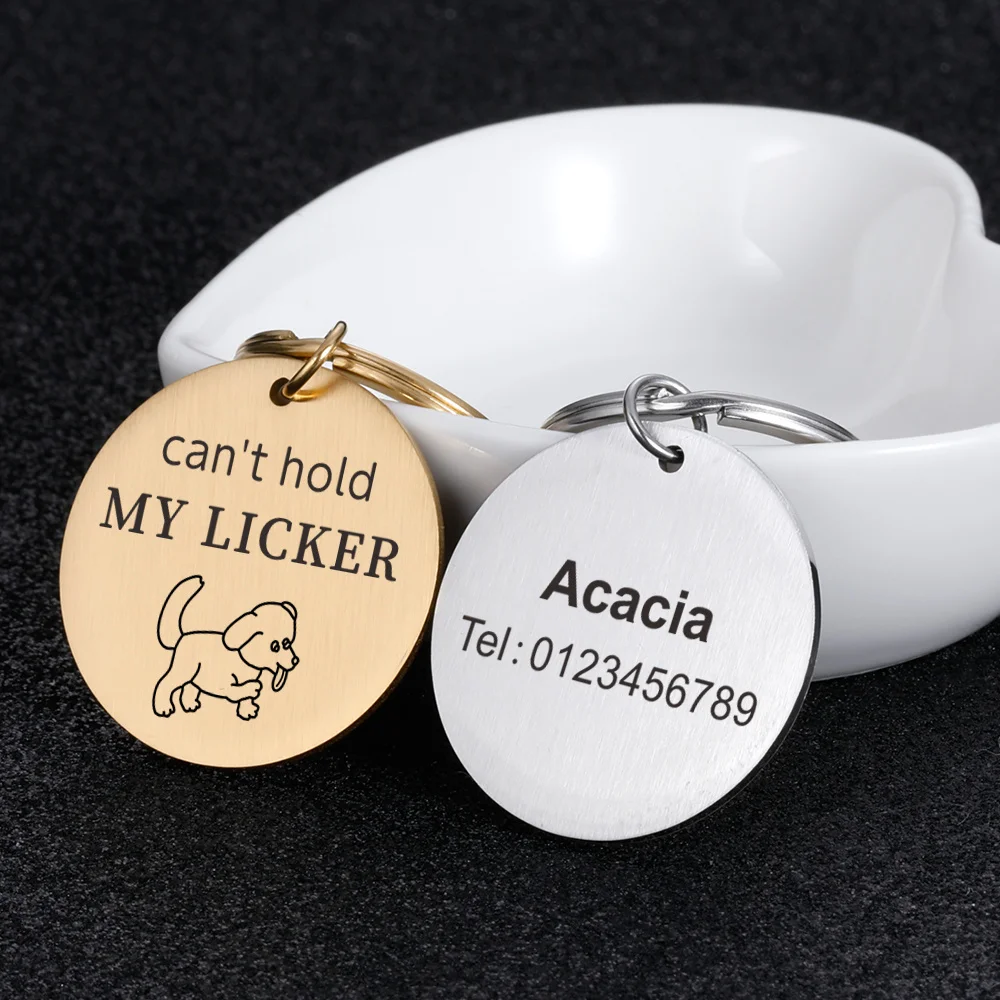 

Customized Dog ID Tags Keychain Metal Keyring Name Tags for Puppies Cat Anti-Lost Pet Nameplate for Dogs Pitbull Cats