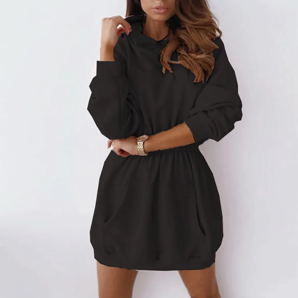 Женское облегающее платье с капюшоном Осень-зима 2020 Повседневное длинным