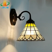 tiffany style european minimalist stained glass bracket light retro bedroom study living room cafe wall decoration wall lamps
