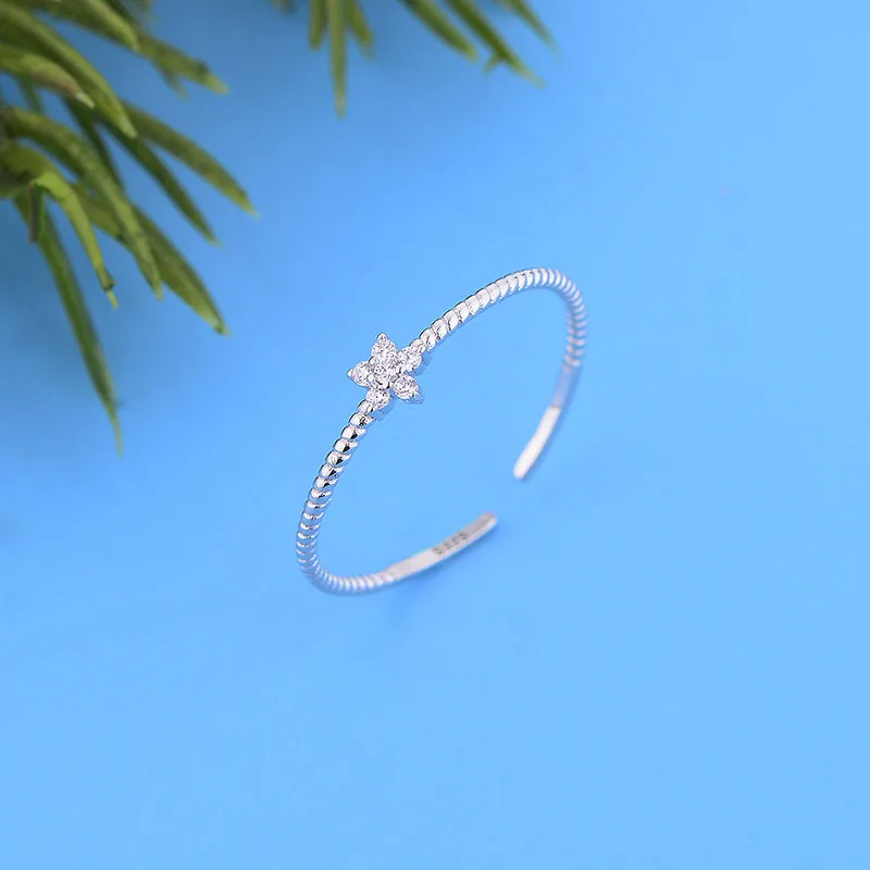 

925 Sterling Silver Adjustable Zirconia Flower Twist Finger Chain Rings For Women Love Engagement Weddings Wholesale Joyas 2020