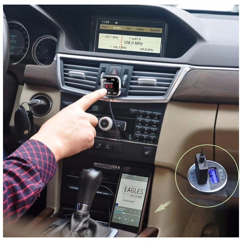 Автомобильный беспроводной Bluetooth FM трансмиттер с MP3 плеером и дистанционным
