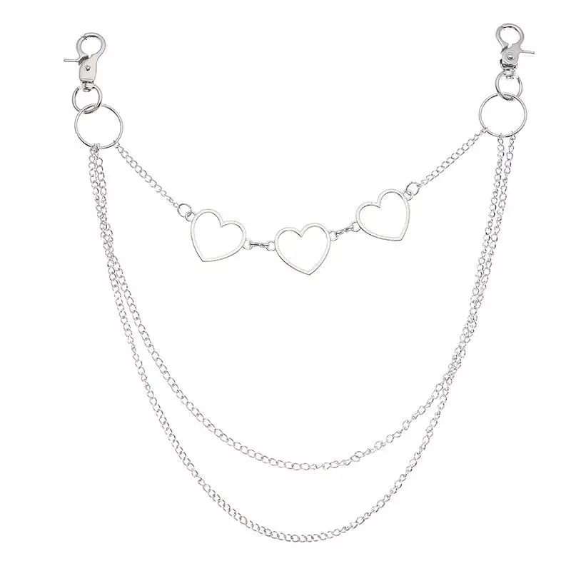 

Pants Chain Alloy Heart Multilayer Hollow Jeans Chain 2021 Punk Style Trouser Chain For Women Clothing Accessories