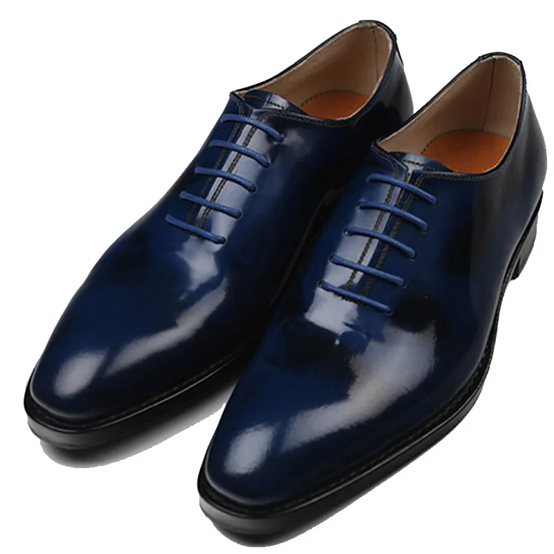 

Sipriks Patent Leather Blue Black Dress Oxfords Boss Men Business Office Goodyear Welted Shoes Shiny Gents Suit Social Formal 46