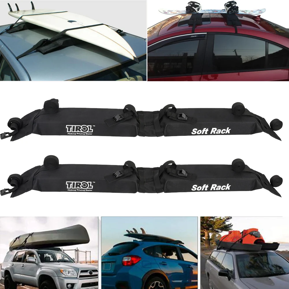 Car Roof Soft Rack Carrier Stand Auto Roof Top Luggage Carry Load 60kg Kayak Surfboard Paddle Board Snowboard Mounts for Travel