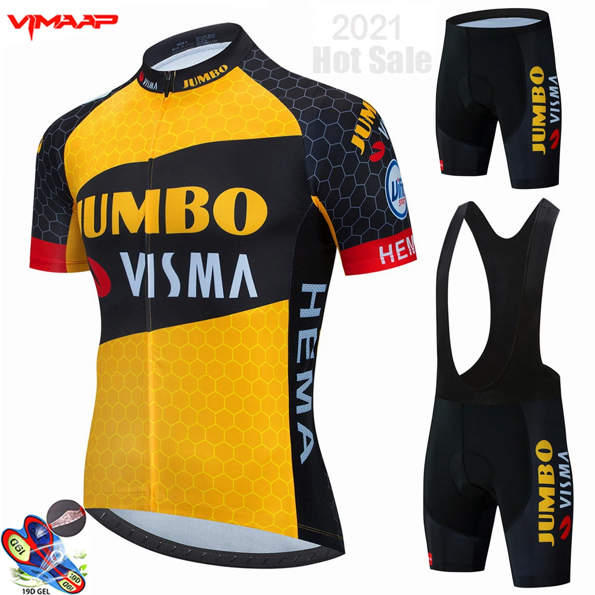 

Cycling wear 2021 Jumbo Visma Men's Summer Cycling jersey Set Racing MTB Bib gel shorts Maillot Ropa Ciclismo Bicycle Clothing