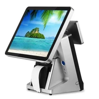 hot sale 15 inch touch screen pos all in one pos terminal pos system with vfd 80mm printer