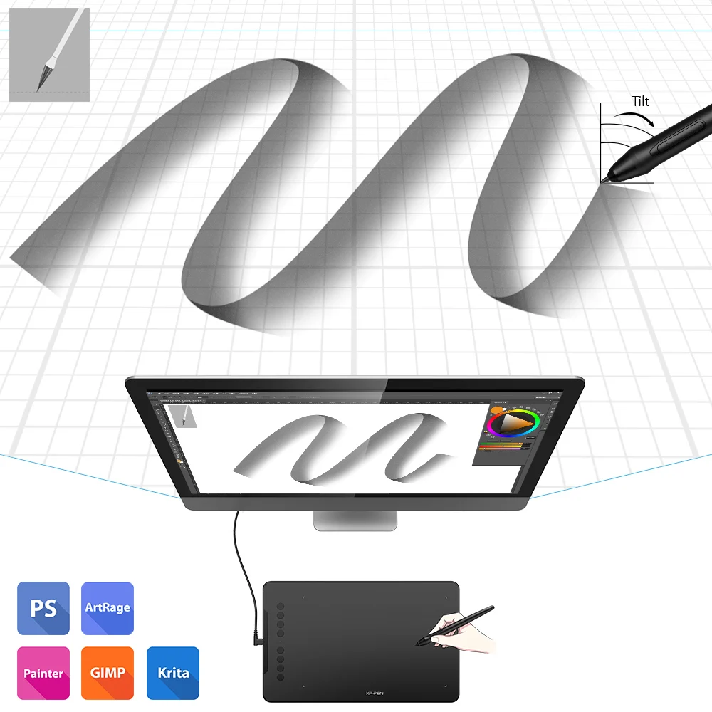 Графический планшет XP Pen Deco 01 V2 с наклоном для Android 8 быстрыми кнопками (8192 levels