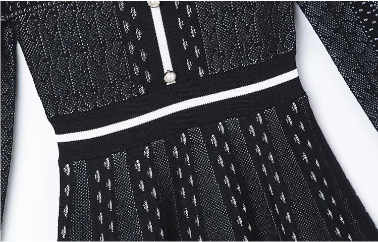 

Elegant Ladies Knitted Women A-line Dress 2020 Autumn Pullover Long Sleeve Empire Robe Femme Party Dresses Fashion OL Vestidos