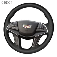 fit for cadillac xt4 xt5 xt6 ct5 ct6 ats l custom hand stitched leather suede steering wheel cover interior car accessories