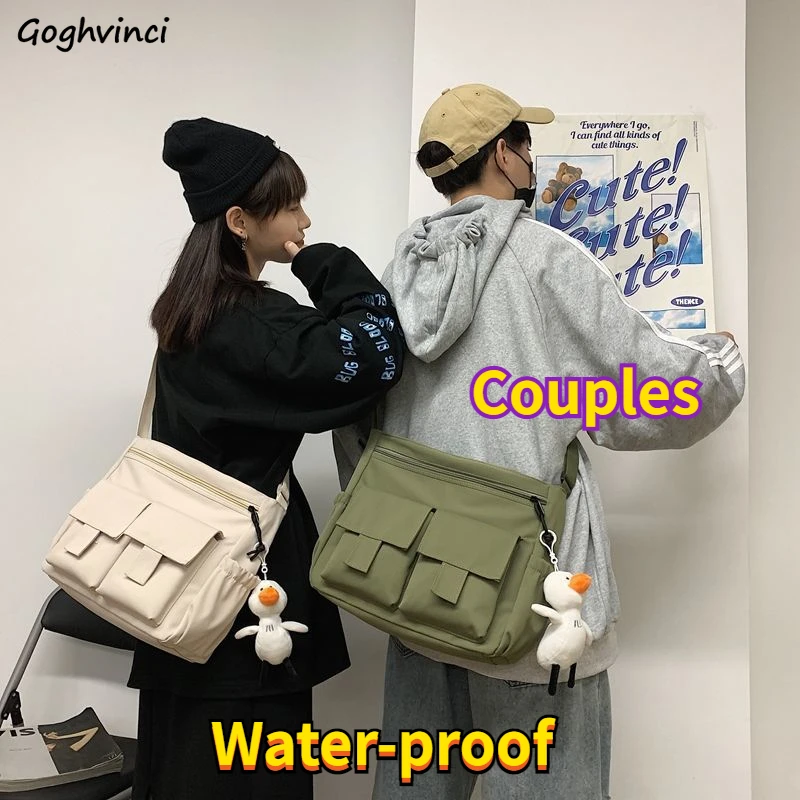 

Shoulder Bags Solid Couples Leisure Pockets Cargo Style BF Retro Large Capacity Messenger Bag Students Streetwear Harajuku Chic