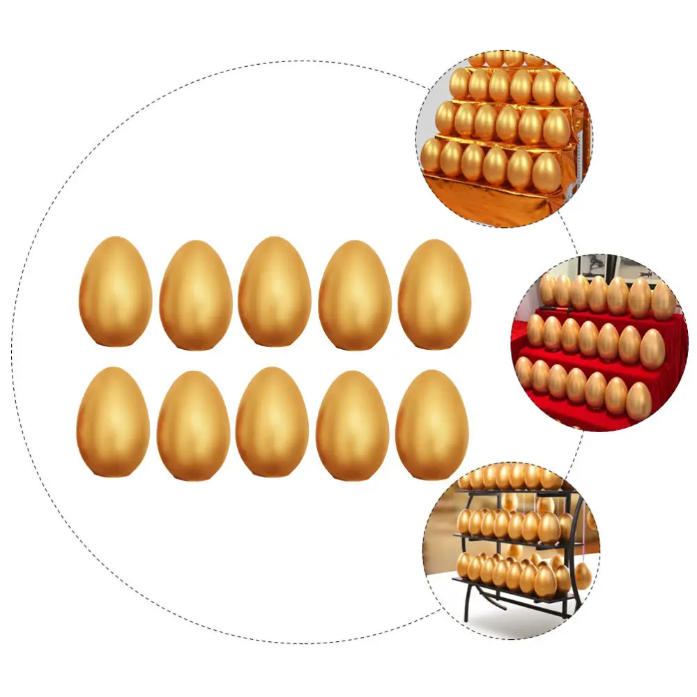 

10Pcs Golden Eggs Plaster Hollow Eggs Wedding Props Holiday Party Event Eggs