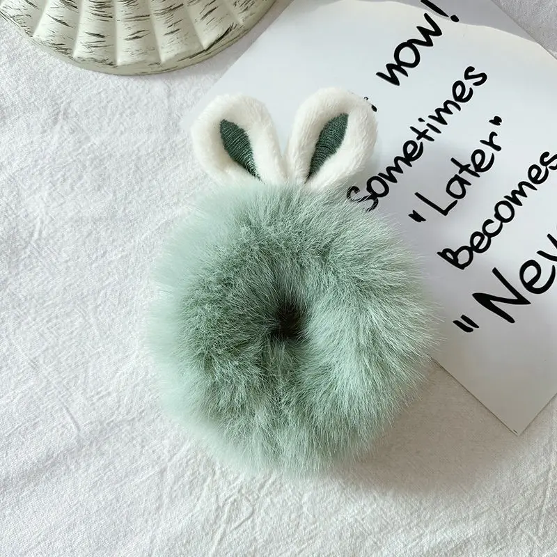 

2020 Autumn Winter New Rabbit-like Soft and Versatile Plush Solid Color Elastic Hair Bands Girls Women Hair Accessories Headwear
