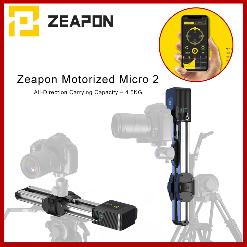 

Zeapon Motorized Micro 2 Camera Rail Slider for DSLR Mirrorless Camera 4.5KG Payload Aluminum Alloy Double Distance Track Slider