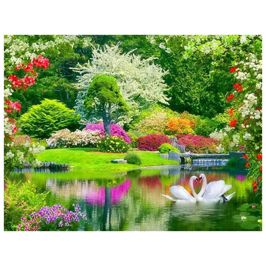 

5D алмазная живопись пейзаж рукоделие мозаика Цветы DIY Алмазная вышивка Лебедь Наклейка декоративная живопись пейзаж