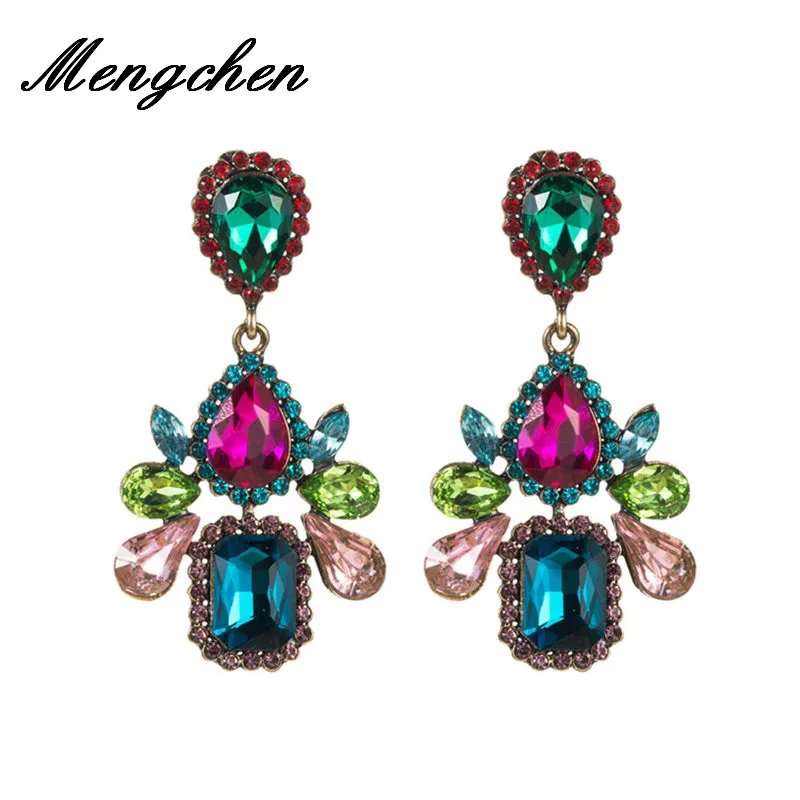 

Bohemian Trendy Multicolored Crystal Water Drop Dangle Earring For Women Girls Party Gift Female Wedding Statement Earrings