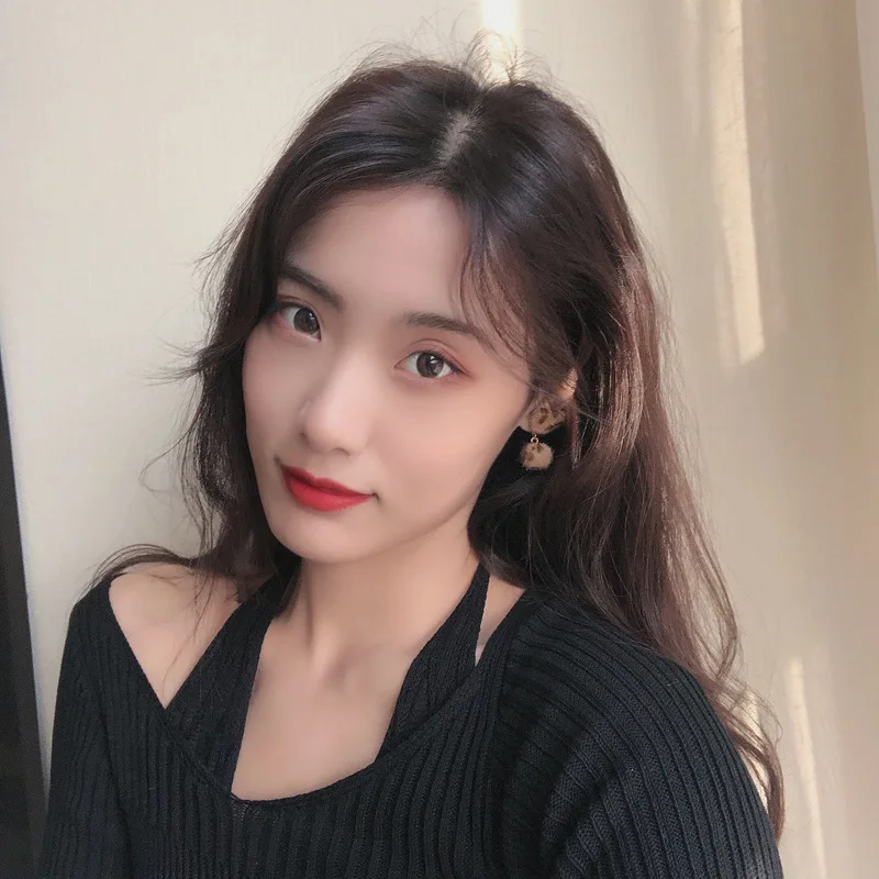 

Leopard Print Hair Balls Clip on Earrings Women Love Sweet Aesthetic Earrings