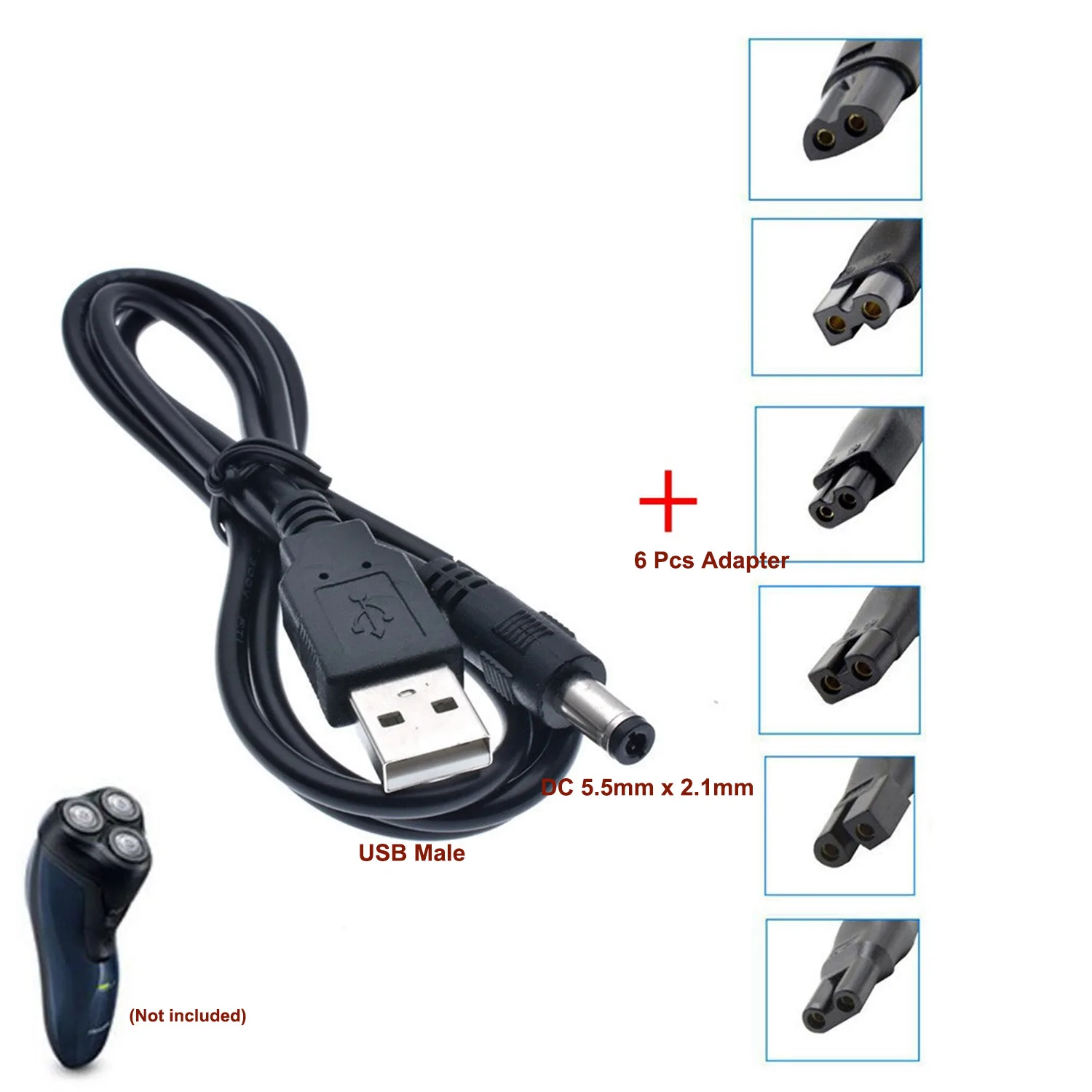 

DC Power 5.5mm x 2.1mm Supply Interface Adapter Converter for Shaver Hair Clipper to C8 Tail Plug Female