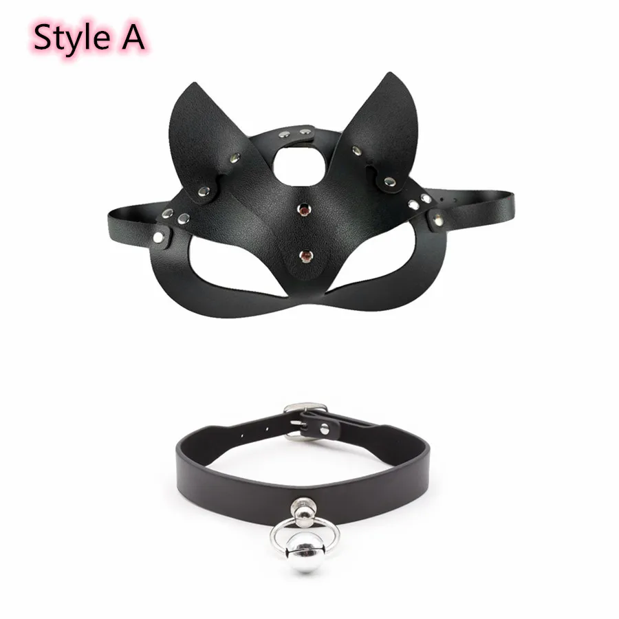 Сексуальные костюмы из эротической кожи с кошачьими ушками маска аксессуары