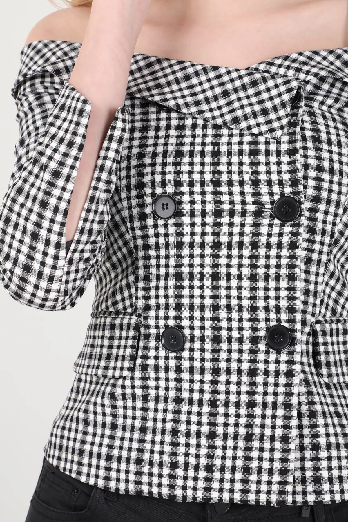 

Women Plaid Strap Detailed Shirt