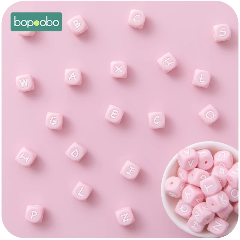 

Bopoobo, 20 шт., 12 мм, розовые Силиконовые бусы с буквенным принтом, детские игрушки, бусы, сделай сам, BPA, бесплатная доставка, силиконовые бусины д...