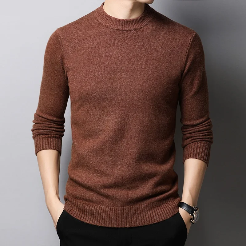 

Мужской зимний трикотажный свитер с круглым вырезом и длинными рукавами