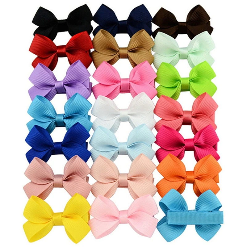 

20Pcs Cute Hair Bows Boutique Alligator Clip Grosgrain Ribbon For Girl Baby Kids G2AD