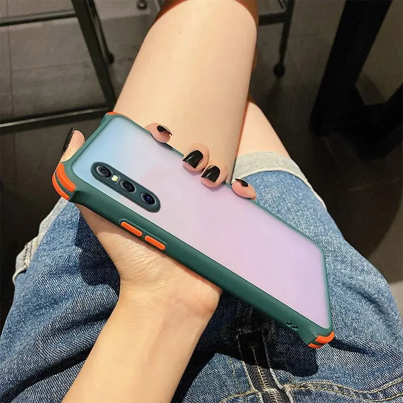 

Transparent Corners Thickening Anti Drop Phone Case for iPhone 6s Plus 7 8 Plus X 11 11pro Max Frosted Contrasting Color Shell