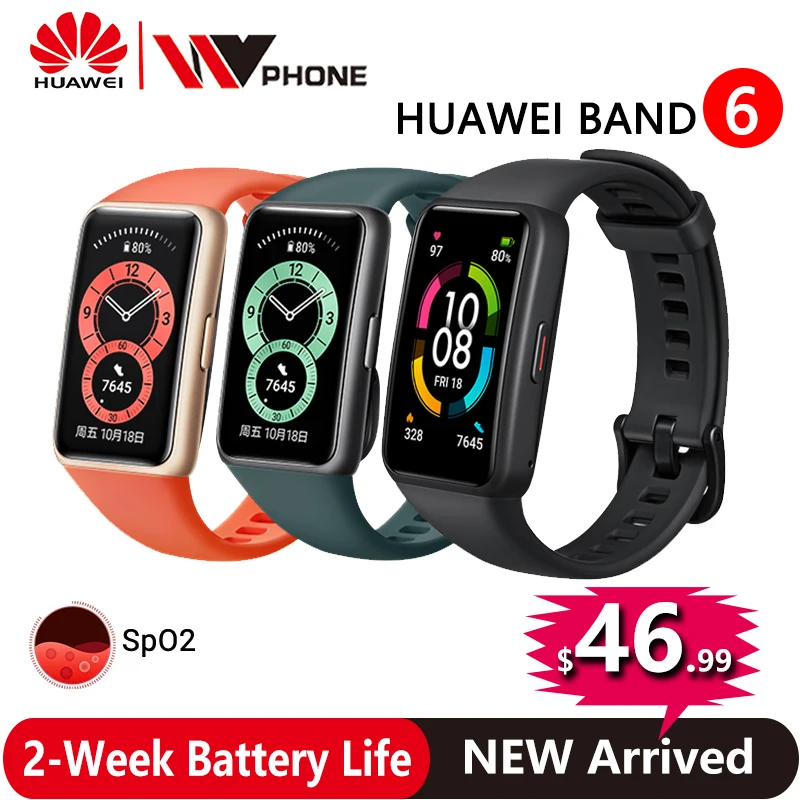 

Original Huawei Band 6 1.47'' AMOLED Screen Smartband Blood Oxygen Heart Rate Tracker Sleep monitoring Wristband Smart Bracelet